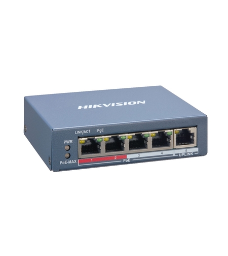 PoE Суич HikVision DS-3E1105P-EI, 30W, 4+1p