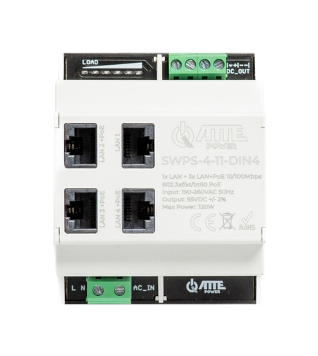 3 PoE порта, 1 UpLink порт - ATTE Power SWPS-4-11-DIN4