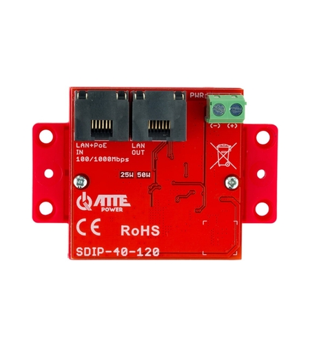 Gigabit PoE адаптер понижаващ напрежението до 12V 40W - ATTE Power SDIP-40-120