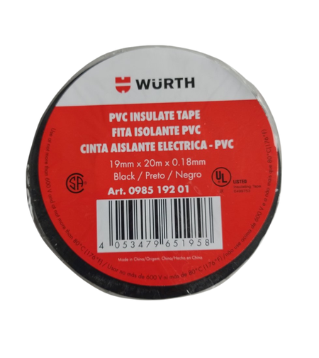 Изолационна лента Wurth 20м/19mm/0.18mm, черна