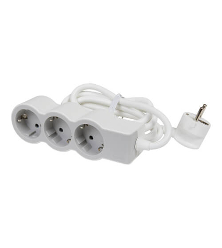 Разклонител 3x 2P+E Шуко, с кабел 3m, цвят Бял - Legrand Standart 694559