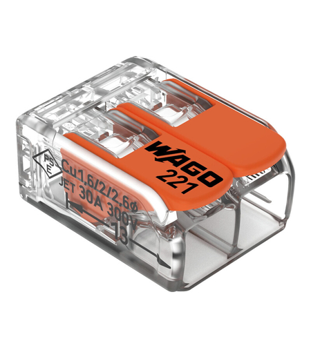 Бърза връзка Compact, за всички видове проводници от 0,5 до 6 mm² - 2-ка - Wago Compact 221-612