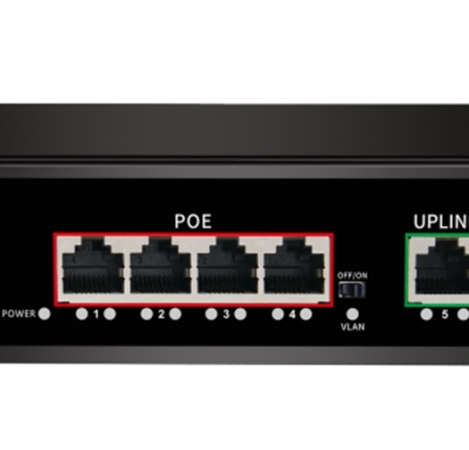 PoE Gigabit Суич 10/100/1000, 4 ports + 1 Uplink x 1000Mbit, +2 Uplink SFP, 10Gbps IEEE802.3af/at, 65W, 250m