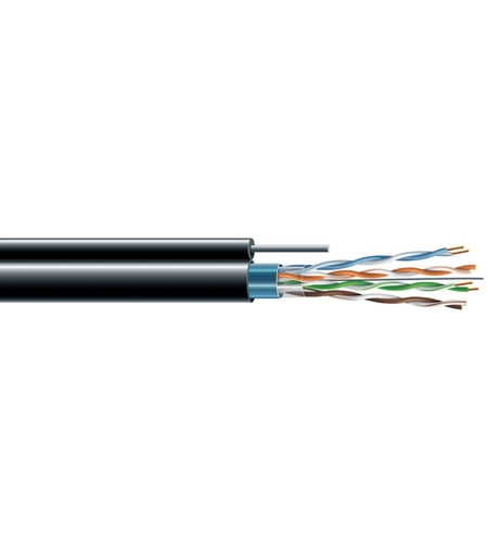 Кабел cat. 5e F/UTP 100 MHz PE, черен, с UV защита и стоманено жило - 500 м - ECG E7091056