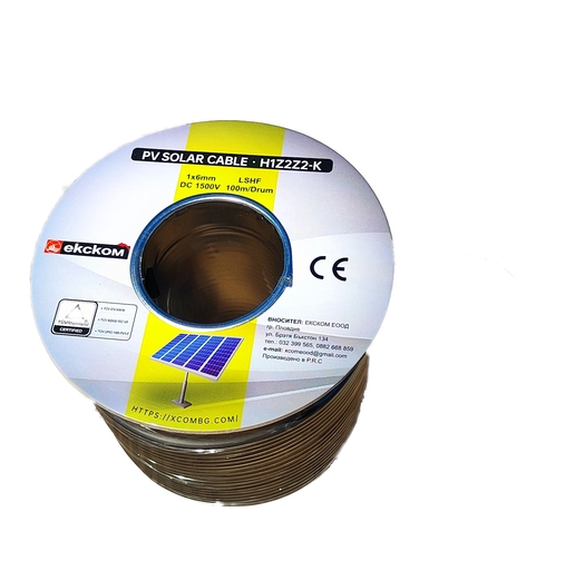 Соларен кабел 6mm², черен XLPO, 100м