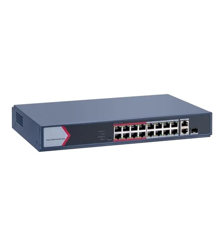 PoE Суич HIkVision DS-3E1318P-EI/M, 16x100Mbit+1Ggbit Combo +1Ggbit RJ45