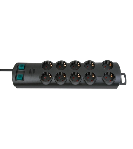 Разклонител 10x 2P+E два реда с 2 ключа ON/OFF и кабел 2m Черен - Brennenstuhl Primera-Line Power Strip BS1153300120