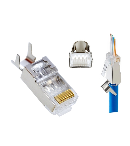Pass-through конектор RJ45 Cat6, Cat7 екраниран