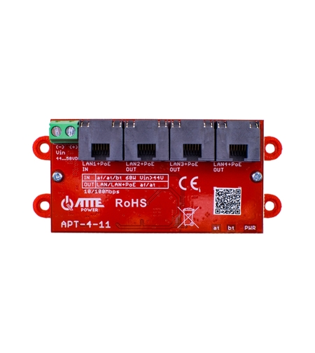 1xPoE IN 3xPoE Out мрежов суич 10/100 - ATTE Power APT-4-11