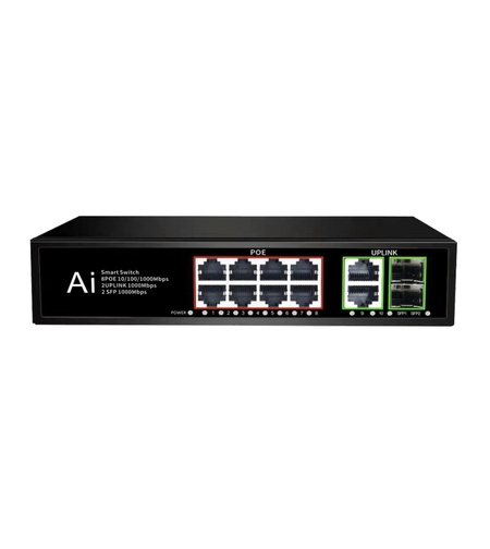 PoE Gigabit Суич 10/100/1000, 8 ports + 2 Uplink x 1000Mbit, +2 SFP, 20Gbps IEEE802.3af/at, 120W, 250m
