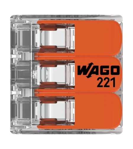 Бърза връзка Compact, за всички видове проводници от 0,5 до 6 mm² - 3-ка - Wago Compact 221-613