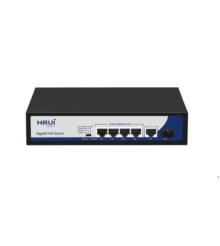 PoE Суич 10/100/1000, 4 ports + 1 Uplink x 1000Mbit, 1 SFP, 12.0Gbps IEEE802.3af/at, 65W,250m, 52V/1.2A
