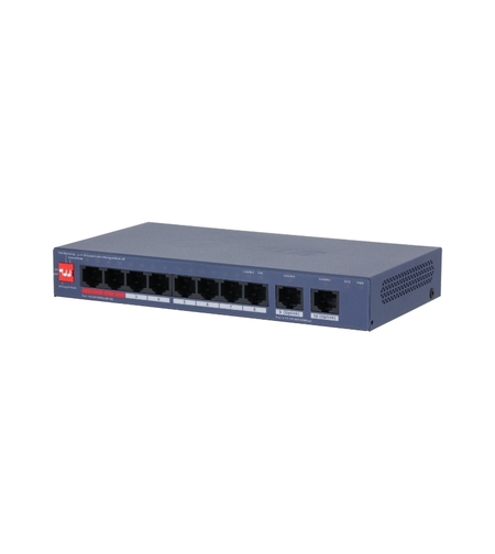 8 × RJ45 10/100 Mbps PoE ports, 2 × RJ45 Gigabit ports, 110 W - DAHUA CS4010-8ET2GT-110