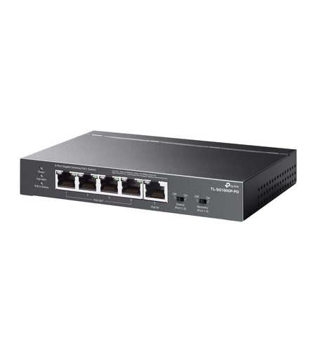 5-Port Gigabit Desktop PoE+ Switch with 1-Port PoE++ In and 4-Port PoE+Out - Omada by TP-Link SG1005P-PD