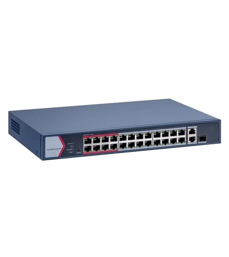 PoE Суич HikVision DS-3E1326P-EI/M, 24x100Mbps, 1xGgbit Combo +1xGgbit RJ45 UP