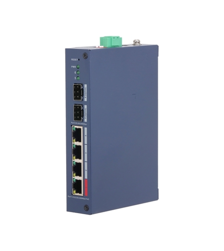 6 портов мрежов комутатор 4 gigabit порта PoE + 2 порта SFP - DAHUA CHS4206-4GT-90
