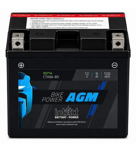 Мото aкумулатор intAct Bike-Power AGM YTX9A-BS CTX9A-BS 120a