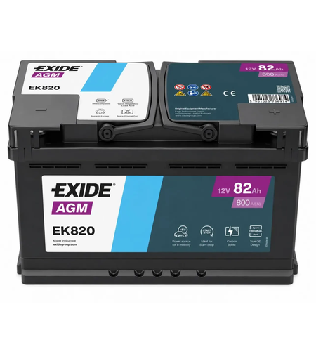 Акумулатор Exide Start-Stop AGM 12V 82Ah EK820 800А