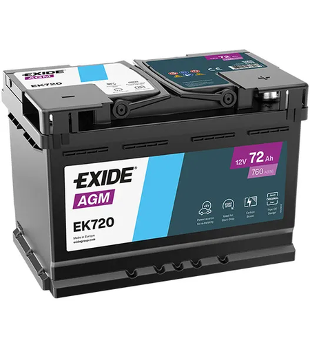 Акумулатор Exide Start-Stop AGM 12V 72Ah 760A EK720