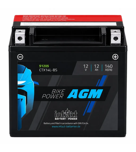 Мото акумулатор intAct Bike-Power AGM YTX14L-BS CTX14L-BS 140A