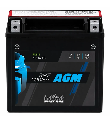 Мото акумулатор intAct Bike-Power AGM YTX14AH-BS CTX14AH-BS 140A