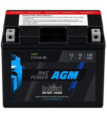 Мото акумулатор intAct Bike-Power AGM YTX12A-BS CTX12A-BS 130A