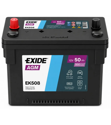 Акумулатор Exide Start-Stop AGM 12V 50Ah 800A EK508 /л+/