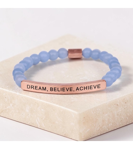 Гривна от син ахат „Dream, Believe, Achieve“