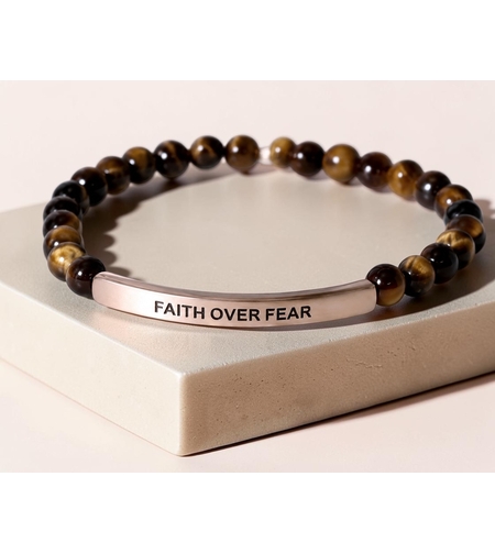 Гривна от Тигрово око „Faith Over Fear“