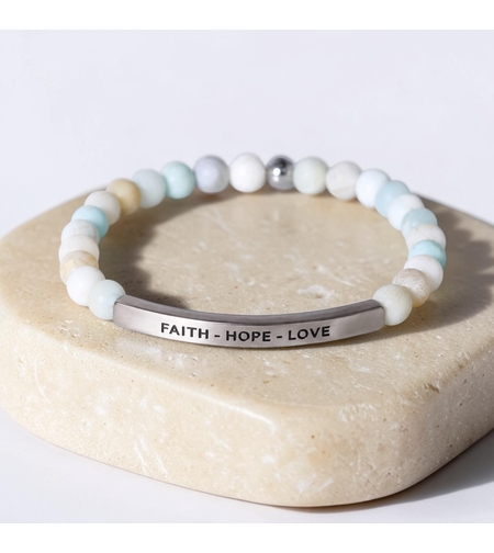 Amazonite Bracelet “Faith • Hope • Love”