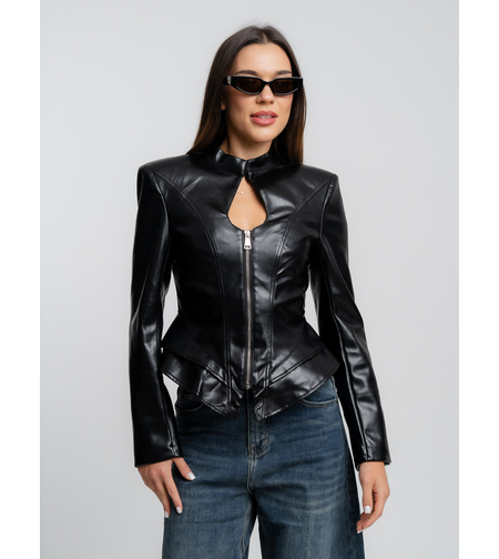 Яке 'Leather Corset' в черен цвят