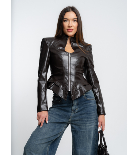 Яке 'Leather Corset' в цвят кафе
