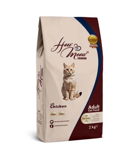How Meow Premium Adult Cat Food с пиле – 2 кг.