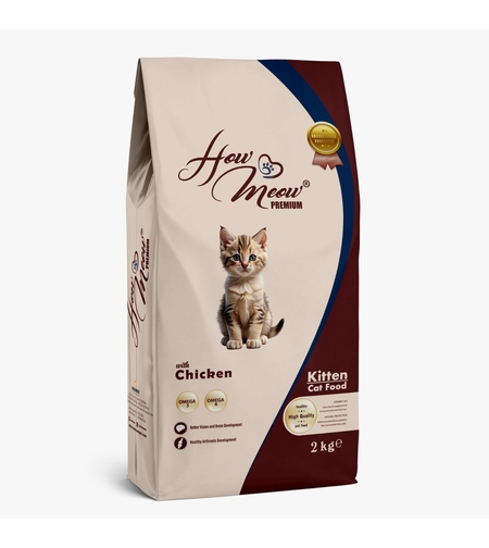 How Meow Premium Kitten Cat Food с пиле – 2 кг.