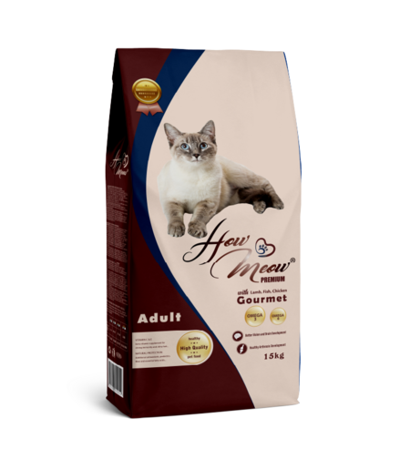 How Meow Premium Adult Cat Food Гурме с Агне, Пиле и Риба  – 15 кг.