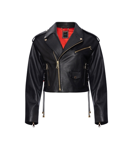 Cropped leather biker jacket ,, Silhouette