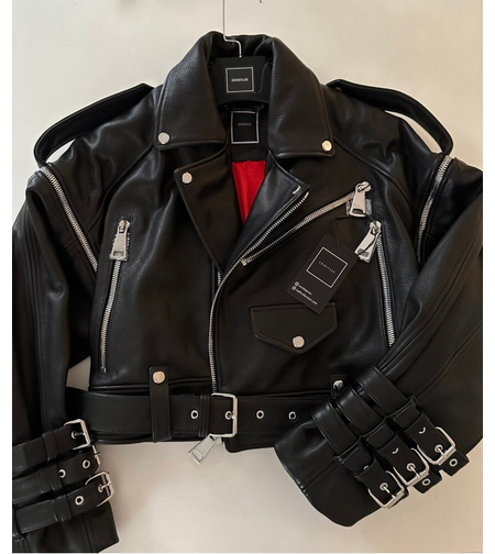 MOTORCYCLE JACKET -VEST IN CALFSKIN ,, Dominus silver ''