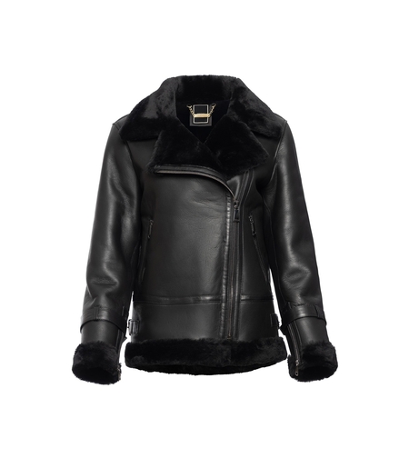 AVIATOR JACKET IN AGED-LEATHER AND SHEARLING