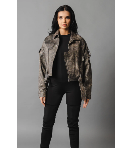Geaca de piele GREY VINTAGE