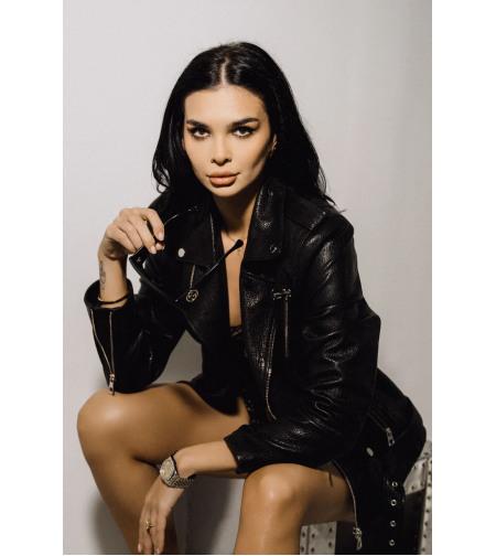 Geaca de piele BLACK BIKER (Oversized)