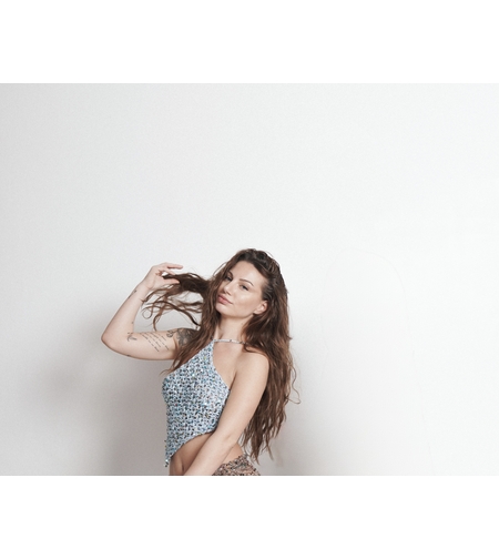 Backless Shimmer Blue Top