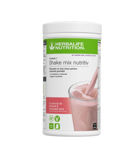 Shake-ul Formula 1 Fără alergeni cu aromă de zmeură și ciocolată albă 500g