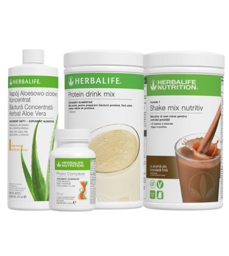 Pachet Nutriție Completă & Energie – Shake F1 (aromă la alegere), Protein Drink Mix, Aloe Vera Mango & Phyto Complete