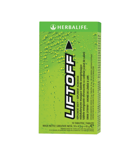 LiftOff® Efervescent Băutură energizantă Lămâie-lime 10 tablete per cutie