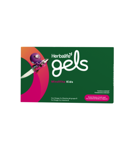 Herbalife Gels MindVita Kids Aromă de lămâie și căpșune 30 de comprimate de gel masticabile