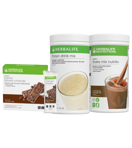 Pachet Nutriție Completă pentru Controlul Greutății – PDM, Shake F1 (aromă la alegere) & 14 Batoane F1