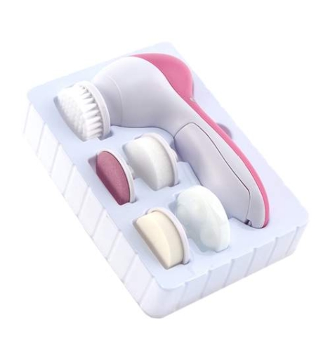 Aparat perie de masaj si ingrijire faciala 5-in-1, culoare Alb/Roz