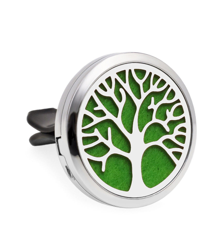 Difuzor auto aromoterapie Neo™ HG369, Tree of Life Lonely, 1 pad burete inclus, cu uleiuri esentiale, eco friendly, otel inoxidabil