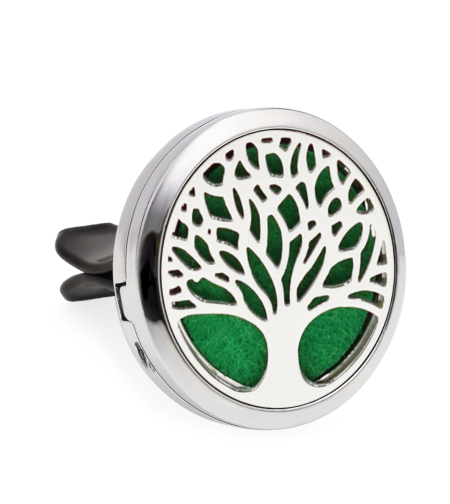 Difuzor auto aromoterapie Neo™ HG305, Tree of Life Web Leaves, 1 pad burete inclus, cu uleiuri esentiale, eco friendly, otel inoxidabil