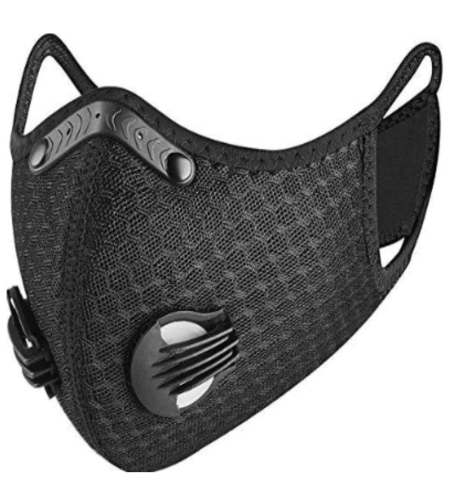 Masca Neagra de Protectie, Aspect Modern, Sport, cu Filtru de Carbon, 2 Valve